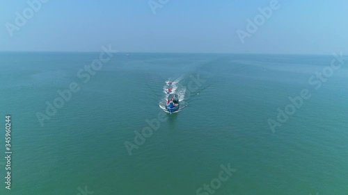 Arial view Fishing boat in the ocean, 