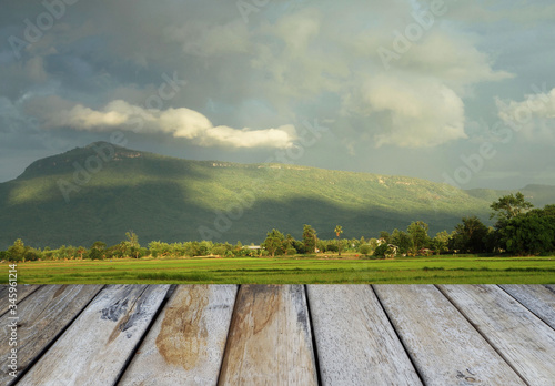 Table top and blur nature of the background.