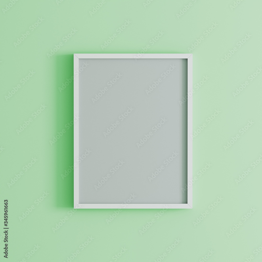 blank frame on light green wall mock up, vertical white poster frame on wall, picture frame isolated on a wall, mock up for picture or photo frame, empty frame on bright wall, 3d render blank frame on light green wall mock up, vertical white poster frame on wall, picture frame isolated on a wall, mock up for picture or photo frame, empty frame on bright wall, 3d render