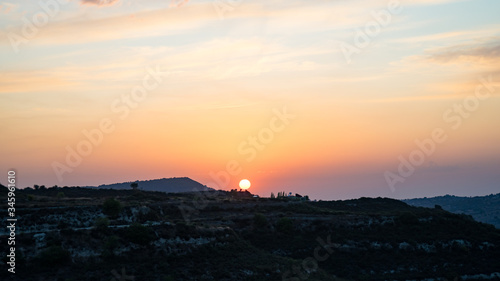 Beautiful Sunset in mountain village of Cyprus. © Viacheslav