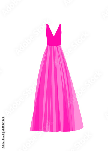 Pink prom dress. vector illustration