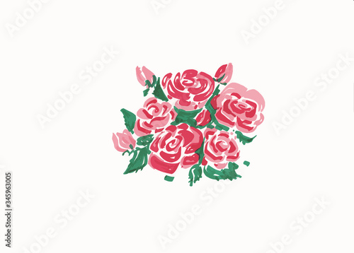 Floral botanical flower. Watercolor roses isolated on white bacground.