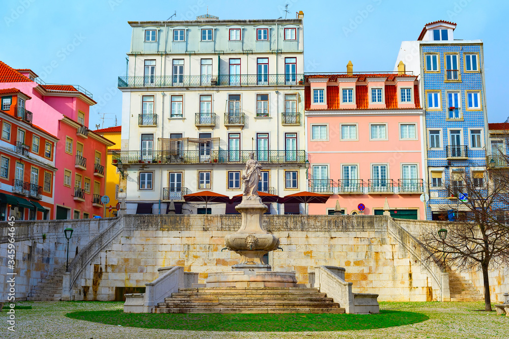 Lisbon old town, fountain, Portugal