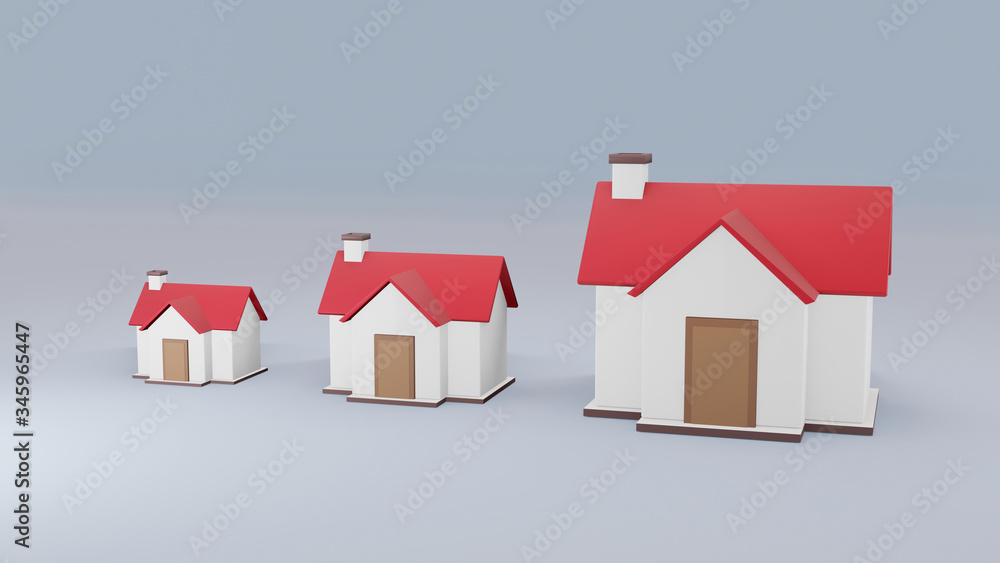 3D rendering of rising house size, financial concept, future plan. 3D rendering of rising house size, financial concept, future plan.