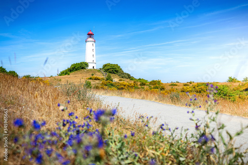 Famous Lighthouse Dornbusch on beautiful island Hiddensee