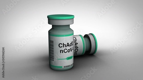  ChAdOx1 nCoV-19 Vaccine rotation -3D graphic animation on a white background photo