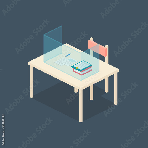 partition on Dining table To maintain social distance