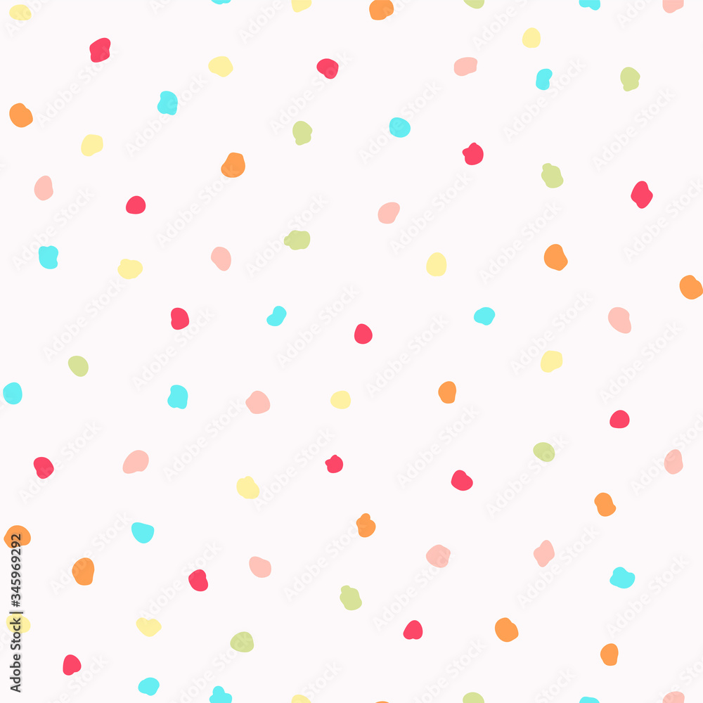 Fototapeta Sparse confetti dotty paper texture seamless background. Tiny colored flecked sprinkles isolated on white. Modern cute falling speckle pattern. Japanese kawaii minimal digital party scrapbook paper
