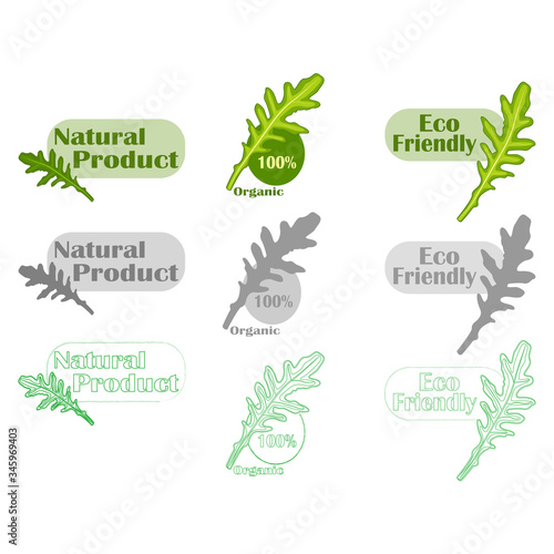 Colorful organic food logo. Organic and vegan food logo flat design vector logo set isolated on white background