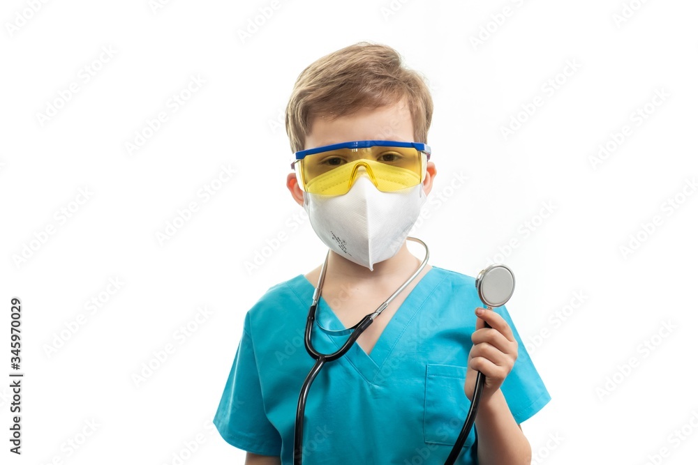 Little doctor kid boy child, person.