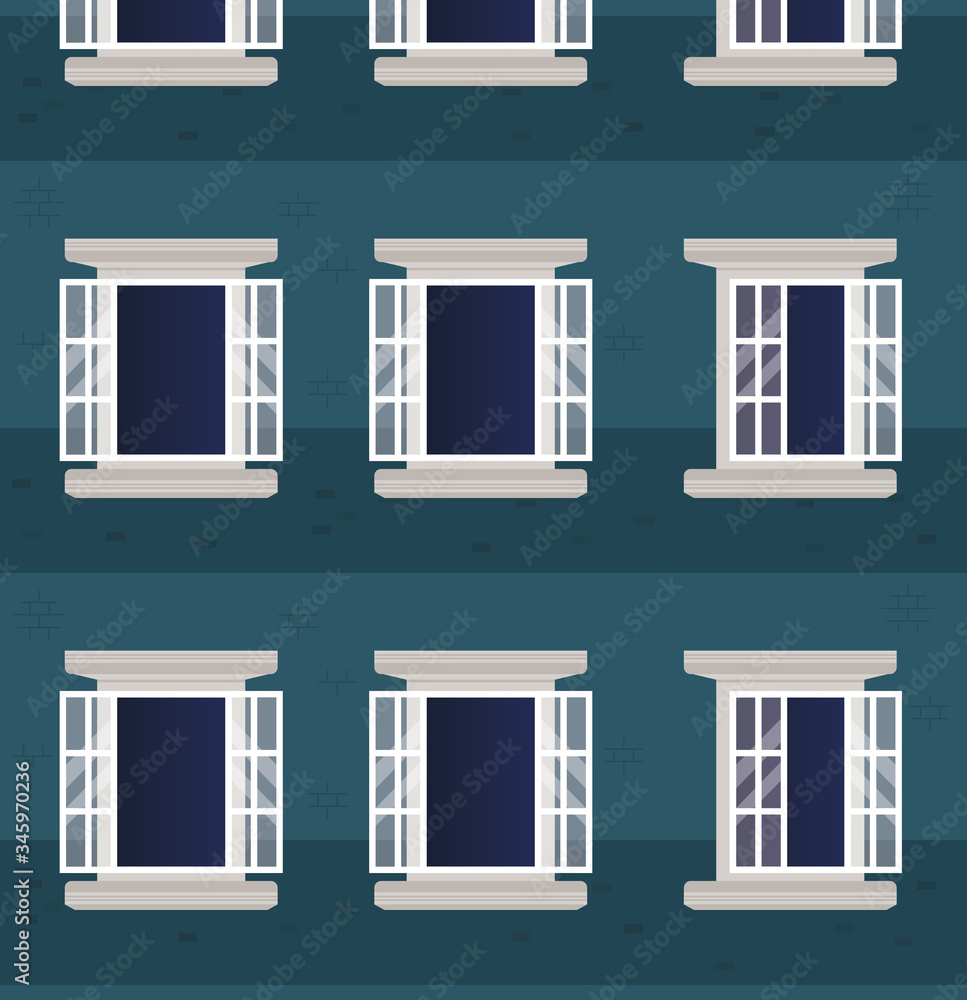 Windows outside blue building vector design Windows outside blue building vector design