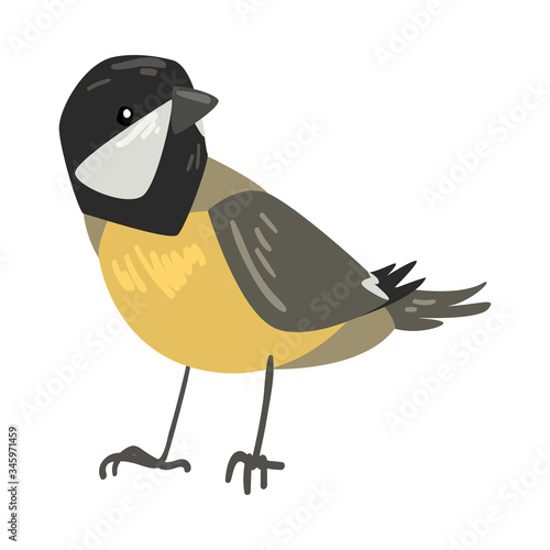 Cute Amusing Winter Bird, Beautiful Northern Birdie Vector Illustration
