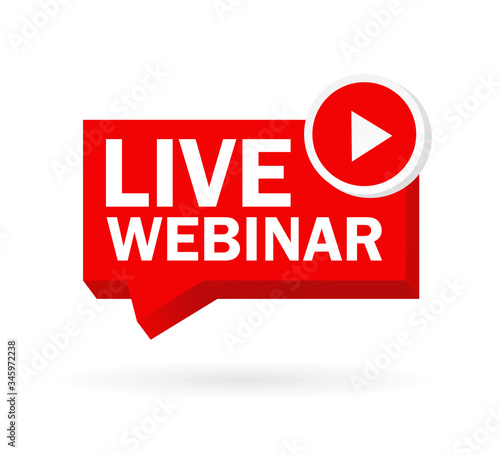 Live webinar, great design for any purposes. Red web banner on white background. Vector graphic illustration.