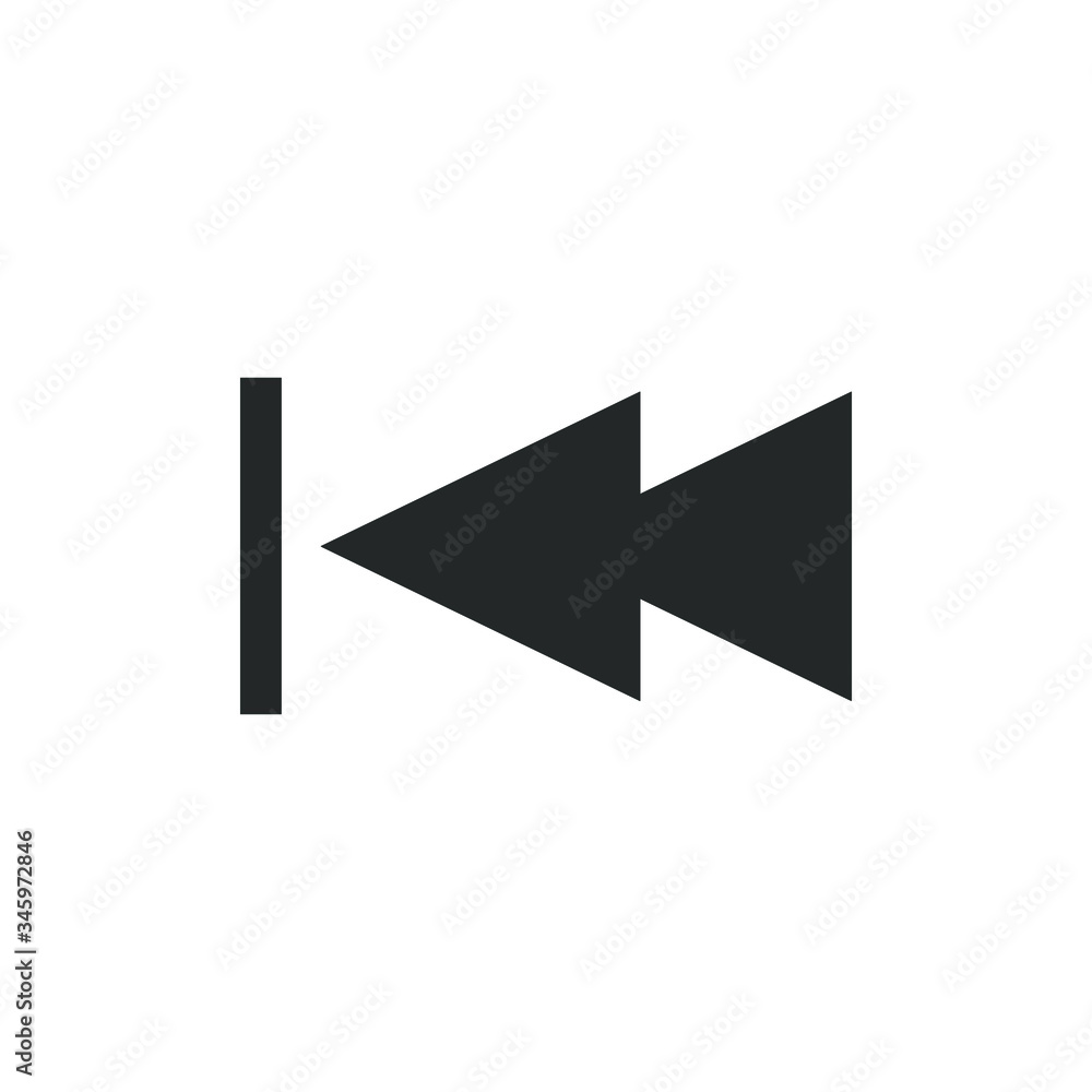 Rewind icon for music app button with fill color style design Rewind icon for music app button with fill color style design