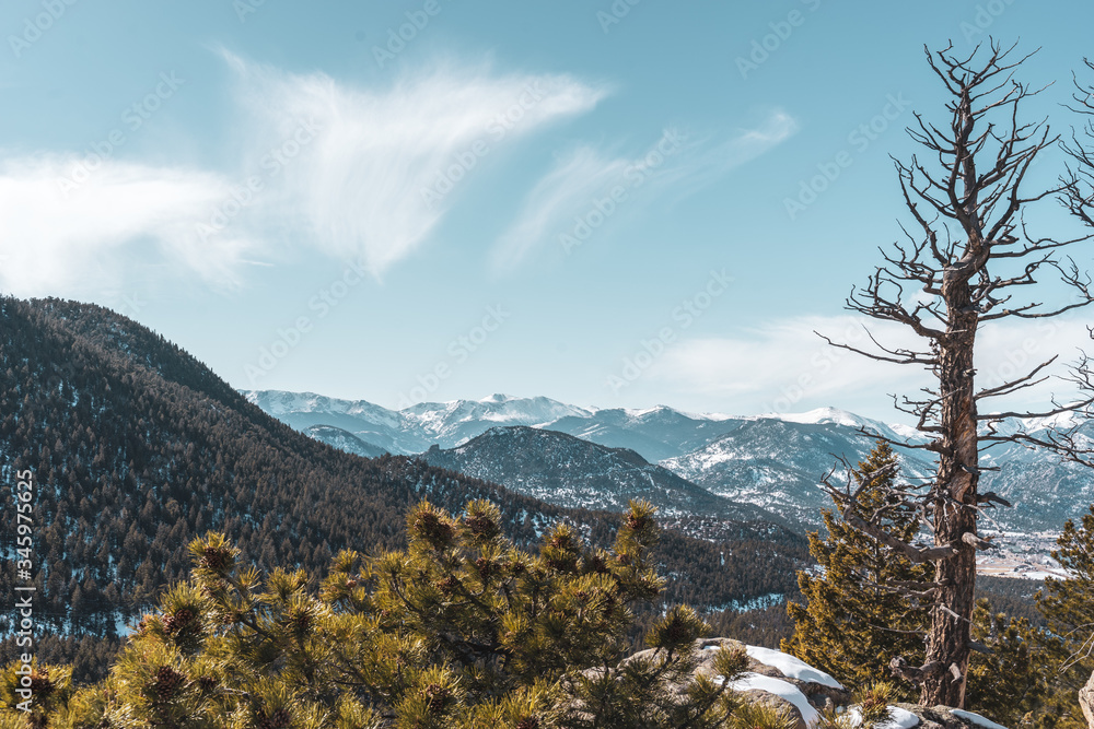 snow covered mountains