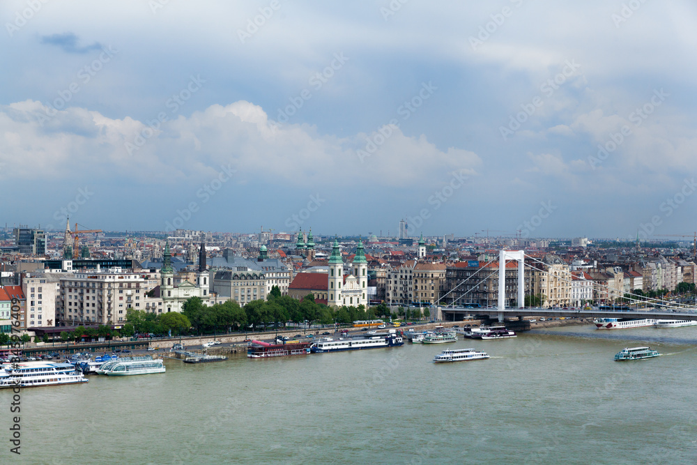 Budapest panoramic view with Elisabeth Bridge