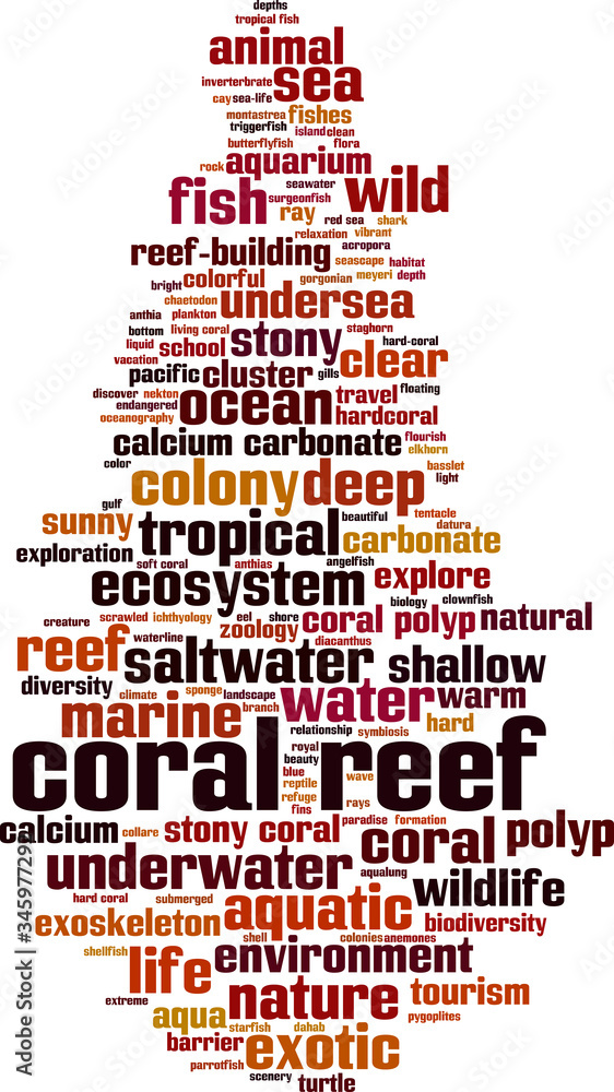 Obraz premium Coral reef word cloud