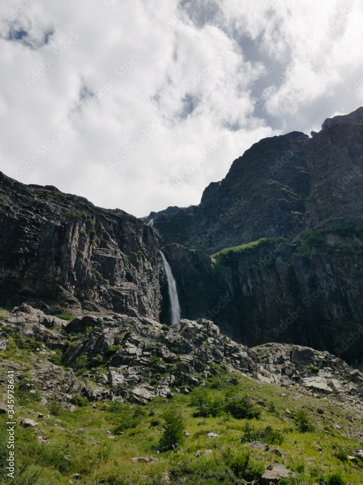 high waterfall at the end of trekking high waterfall at the end of trekking