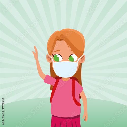 little girl using face mask for covid19