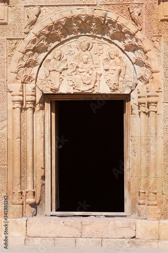 Entrance to Surb Astvatsatsin Church in Noravank Monastery, Armenia photo