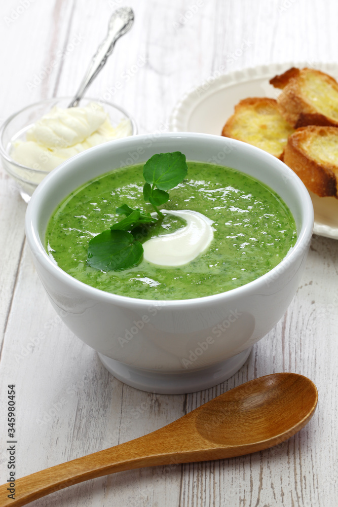 homemade watercress soup, british cuisine homemade watercress soup, british cuisine