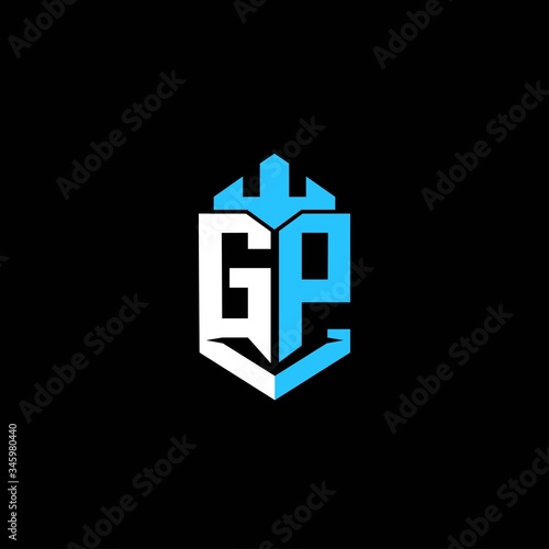 GP initials shield logo monogram designs modern templates, protection, crown, simple .