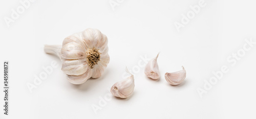 Close-up garlic on a white background