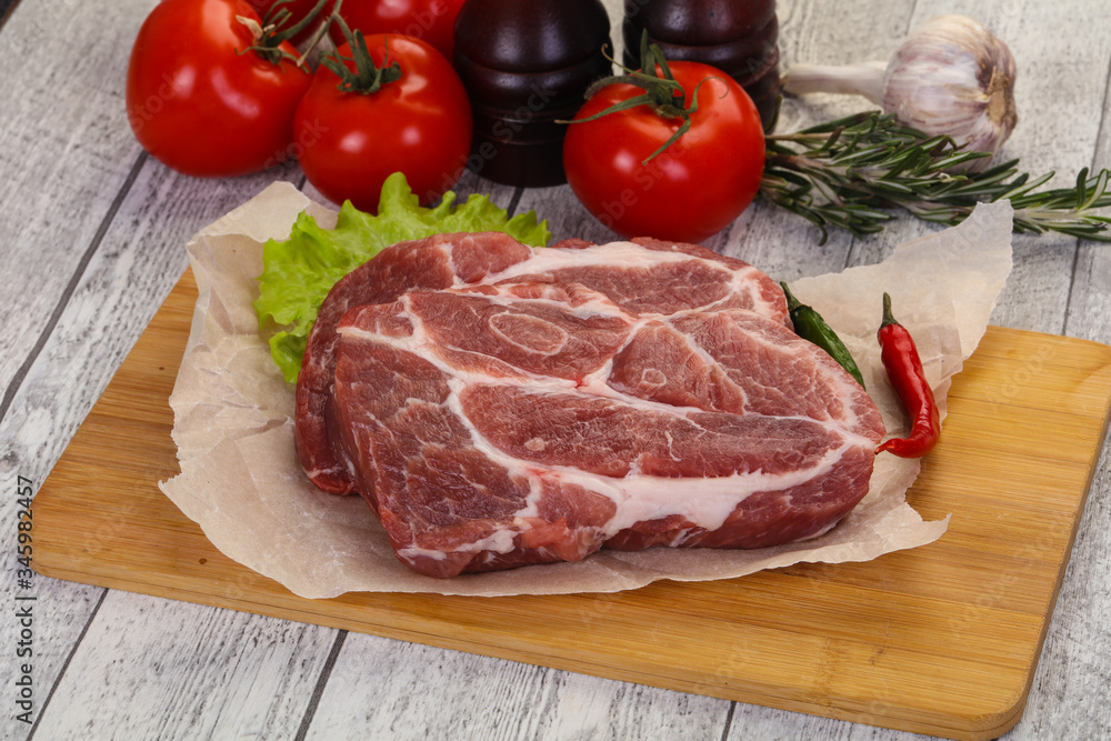 Raw pork neck steak Raw pork neck steak