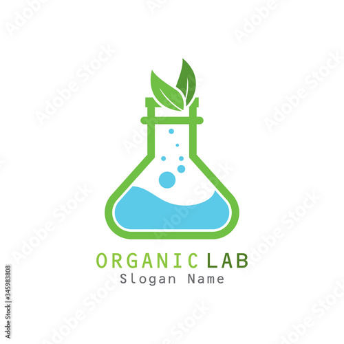 Organic lab with leaf premium logo illustration vector icon