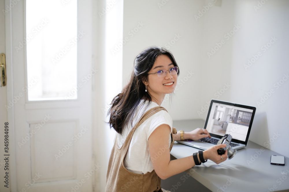 A photographer is working from home A photographer is working from home