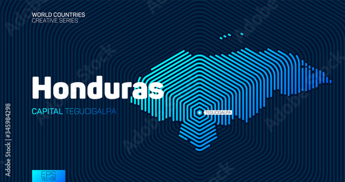 Abstract map of Honduras with hexagon lines