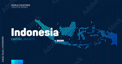 Abstract map of Indonesia with hexagon lines