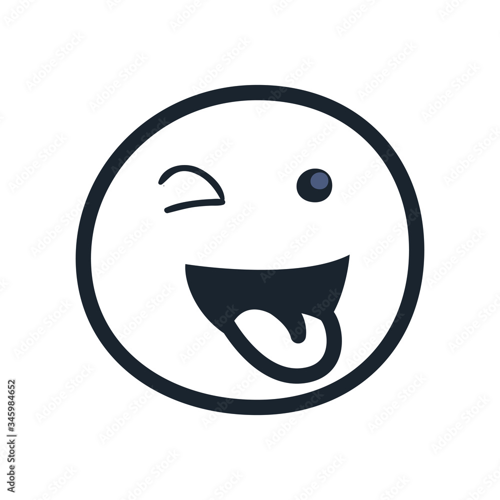 wink emoji face line style icon vector design wink emoji face line style icon vector design