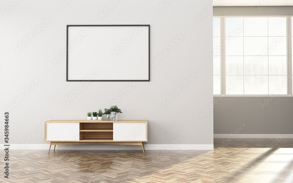 White room with cabinet.Empty space in office. modern interior design. -3d rendering White room with cabinet.Empty space in office. modern interior design. -3d rendering