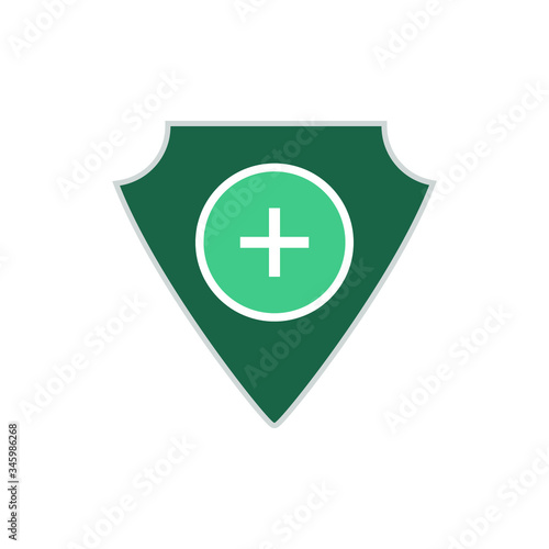 Protective icon, green shield with white cross, vector illustration, Free Download Protective icon, green shield with white cross, vector illustration, - GFXLoad