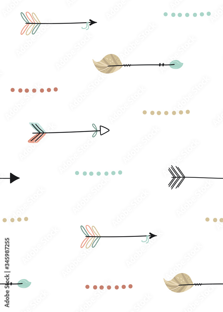 Cute print Boho style. Seamless pattern with cute arrow. vector illustration. Vector print with arrow Cute print Boho style. Seamless pattern with cute arrow. vector illustration. Vector print with arrow