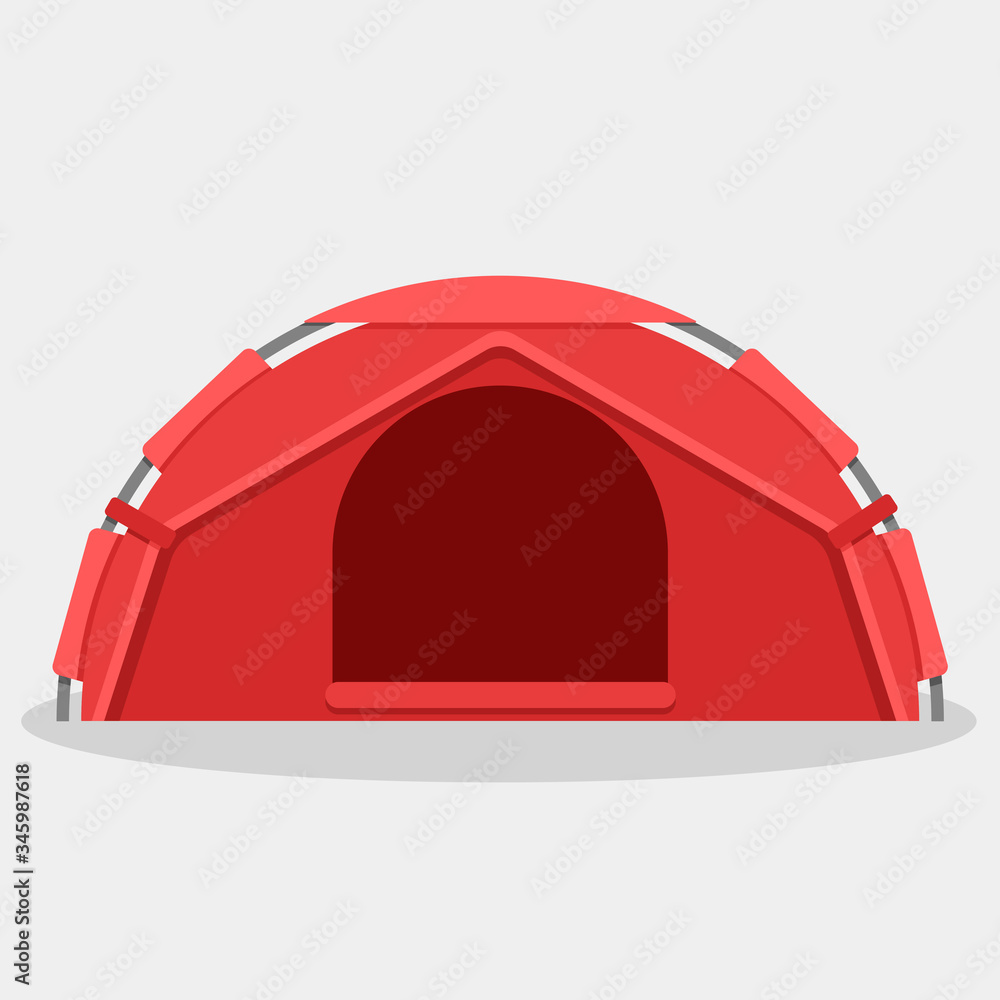 Red round travel tent cartoon vector illustration Red round travel tent cartoon vector illustration