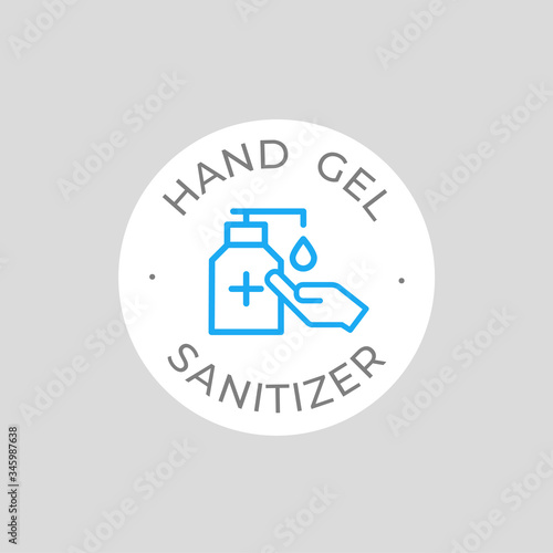 White icon hand sanitizer pump bottle, washing gel, alcohol gel. Free covid-19