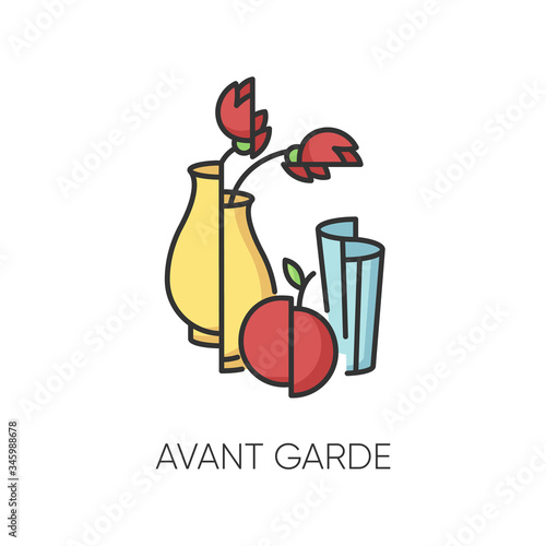 Avant garde RGB color icon. French cultural movement. Visual art abstract style. Still life painting. Experimental artwork. Isolated vector illustration