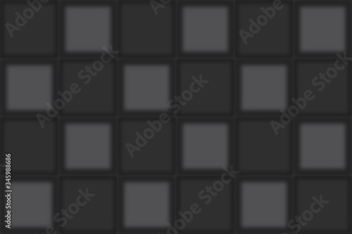 3d rendering. dark Seamless black square grid pattern art design wall background.