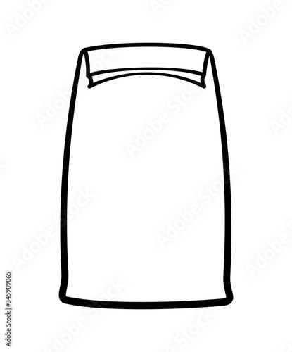 Outline style paper lunch bag isolated illustration on white background