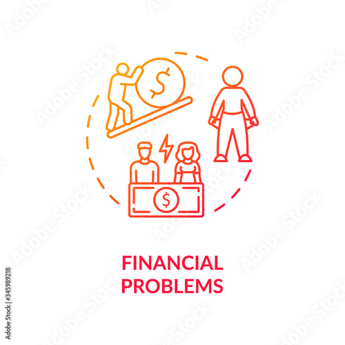 Financial problems concept icon. Lack of money, low salary idea thin line illustration. Economic crisis. Bankruptcy and poverty. Vector isolated outline RGB color drawing