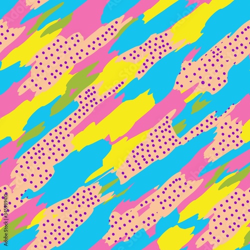 Colorful geometric tile background. Memphis fashion style. Ethnic traditional. Abstract vector pattern suitable for printing children s prints on textiles, fabrics, clothes, boys, girls.