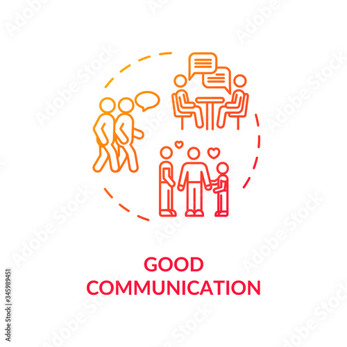 Good communication concept icon. Family relationship and friendship goals idea thin line illustration. People emotional support. Vector isolated outline RGB color drawing