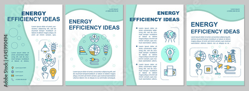 Energy saving ideas brochure template. Electricity waste reduction. Flyer, booklet, leaflet print, cover design with linear icons. Vector layouts for magazines, annual reports, advertising posters