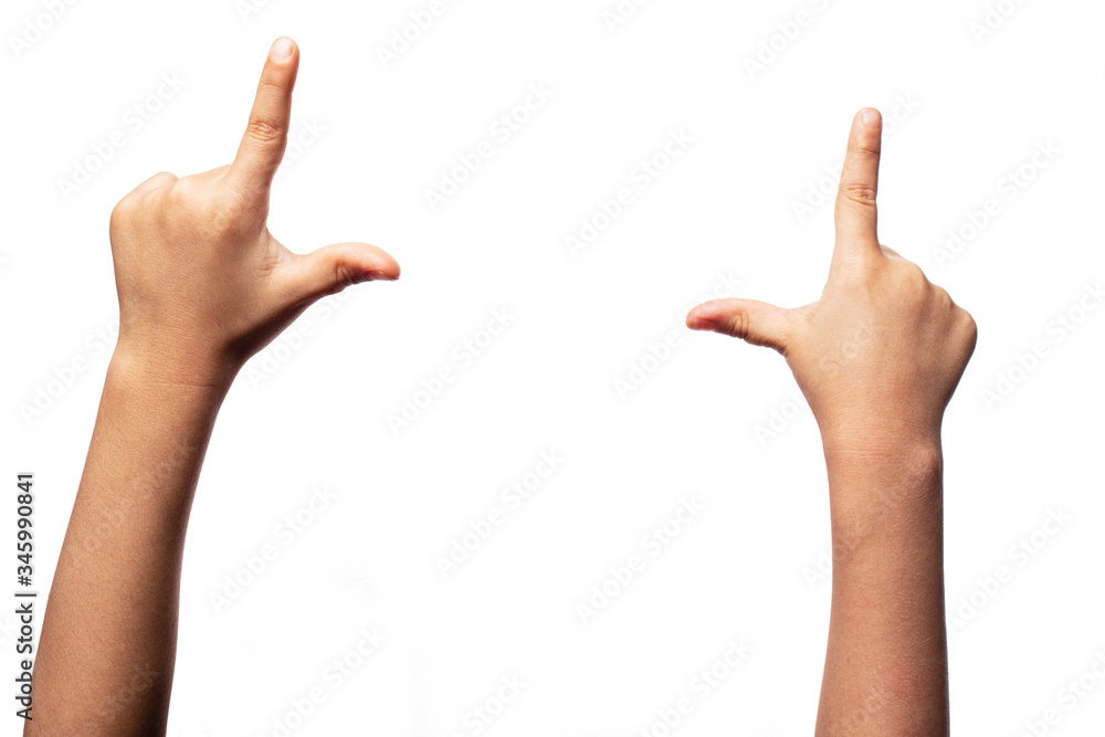 Kid arms with Lol fingers up Kid arms with Lol fingers up