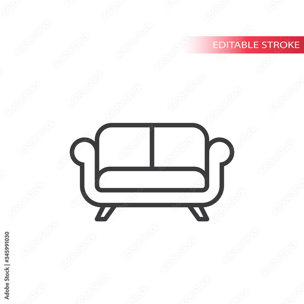 Sofa or couch thin line vector icon. Editable stroke. Sofa or couch thin line vector icon. Editable stroke.