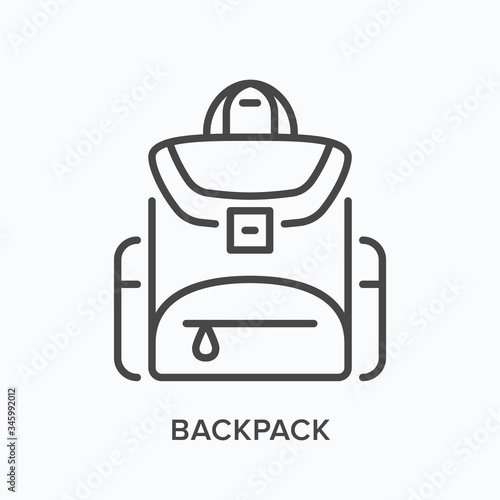 Backpack line icon. Vector outline illustration of schoolbag. Travel luggage pictogram