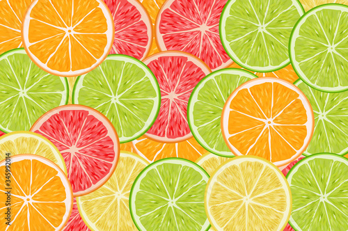many slices of citrus lime orange lemon grapefruit