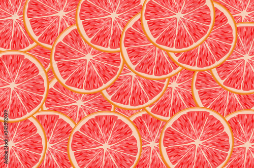 many slices of juicy beautiful grapefruit